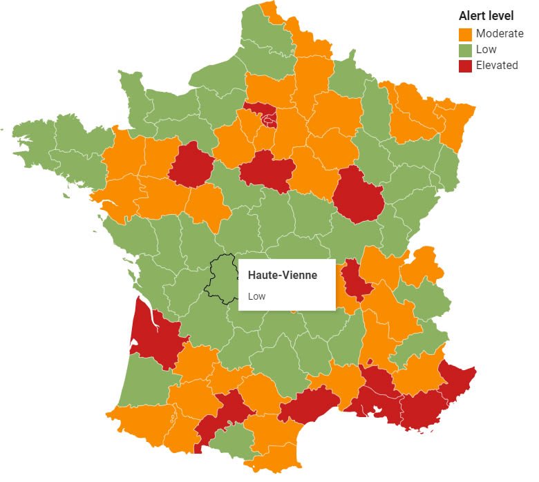 Alert map corona cases